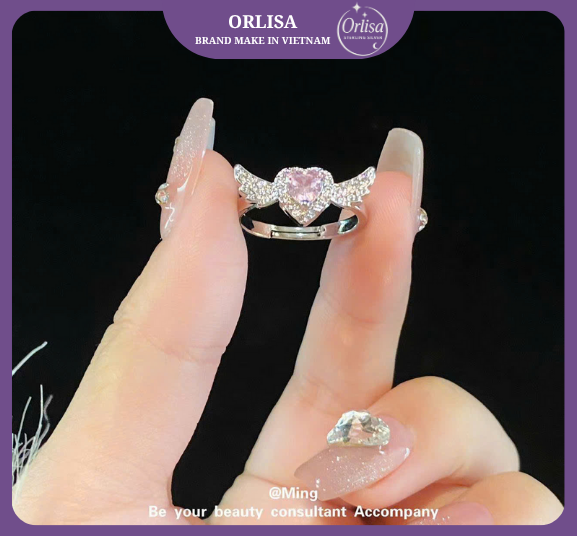 Nhẫn Pink Heart bạc 925 thương hiệu Orlisa2